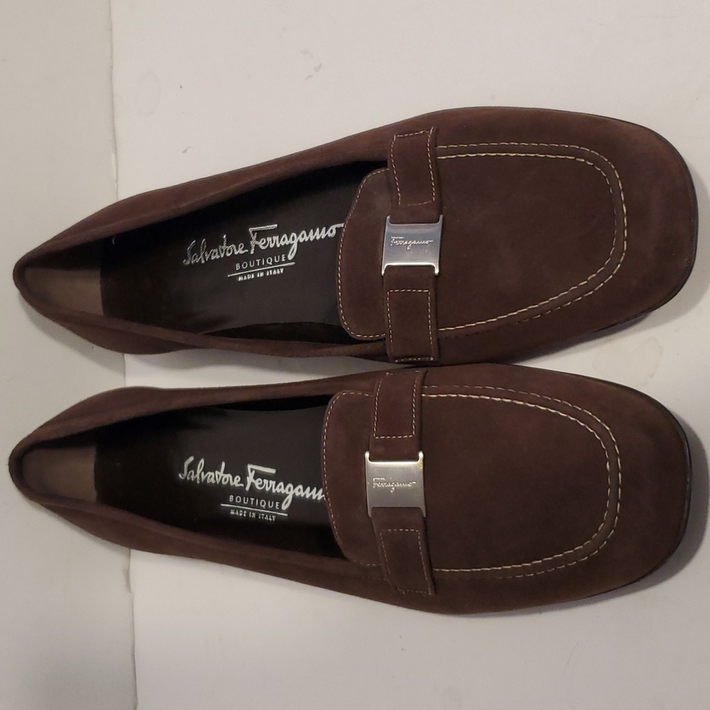 Salvatore Ferragamo Brown Suede Smoking Loafer Size 7.5B
